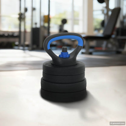 Set di manubri, bilanciere e kettlebell 4-in-1 20 kg Nero e Blu | homemem39