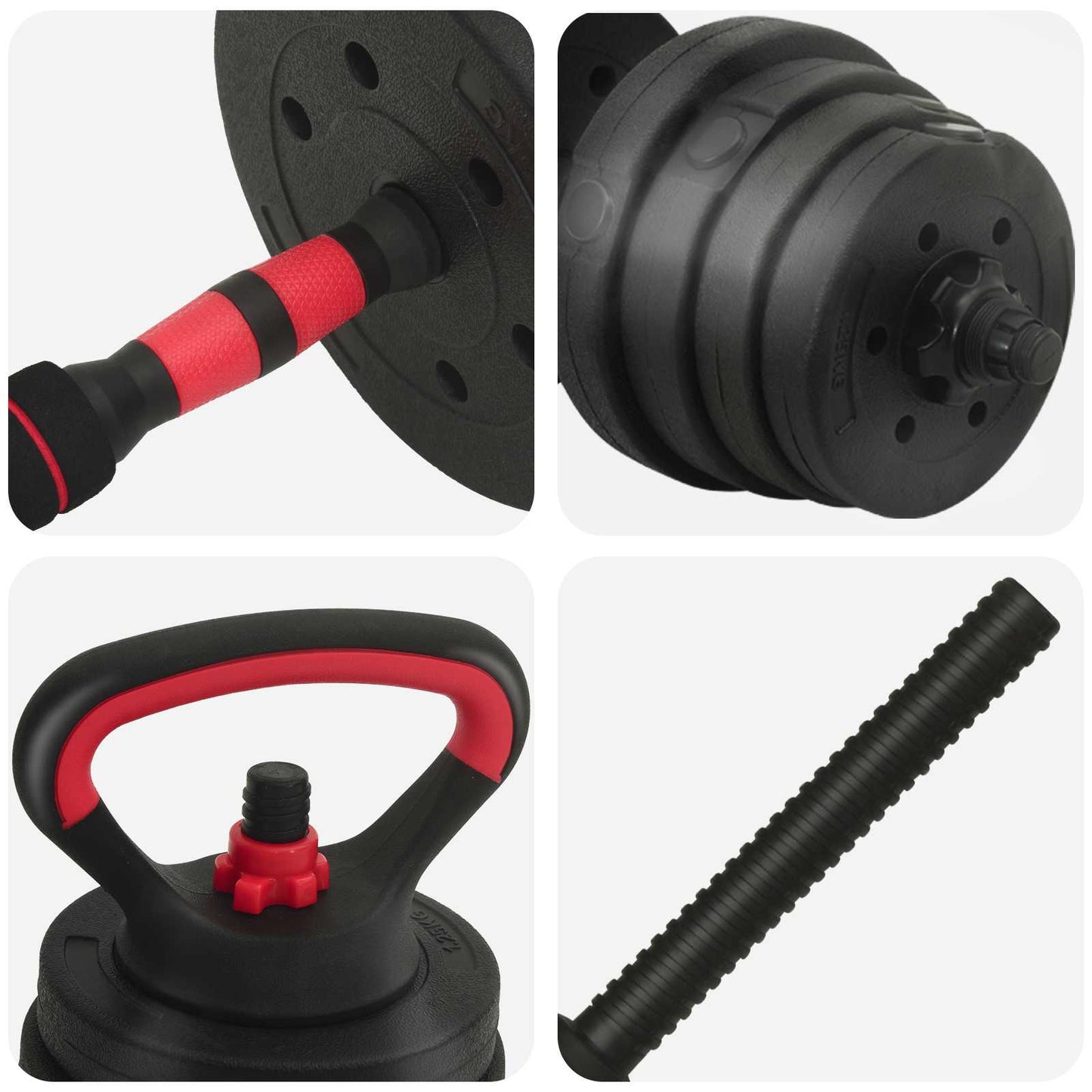Set di manubri, bilancieri e kettlebell 4 in 1 30 kg | homemem39