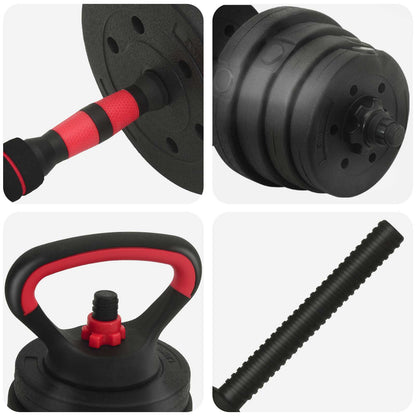 Set di manubri, bilancieri e kettlebell 4 in 1 30 kg | homemem39