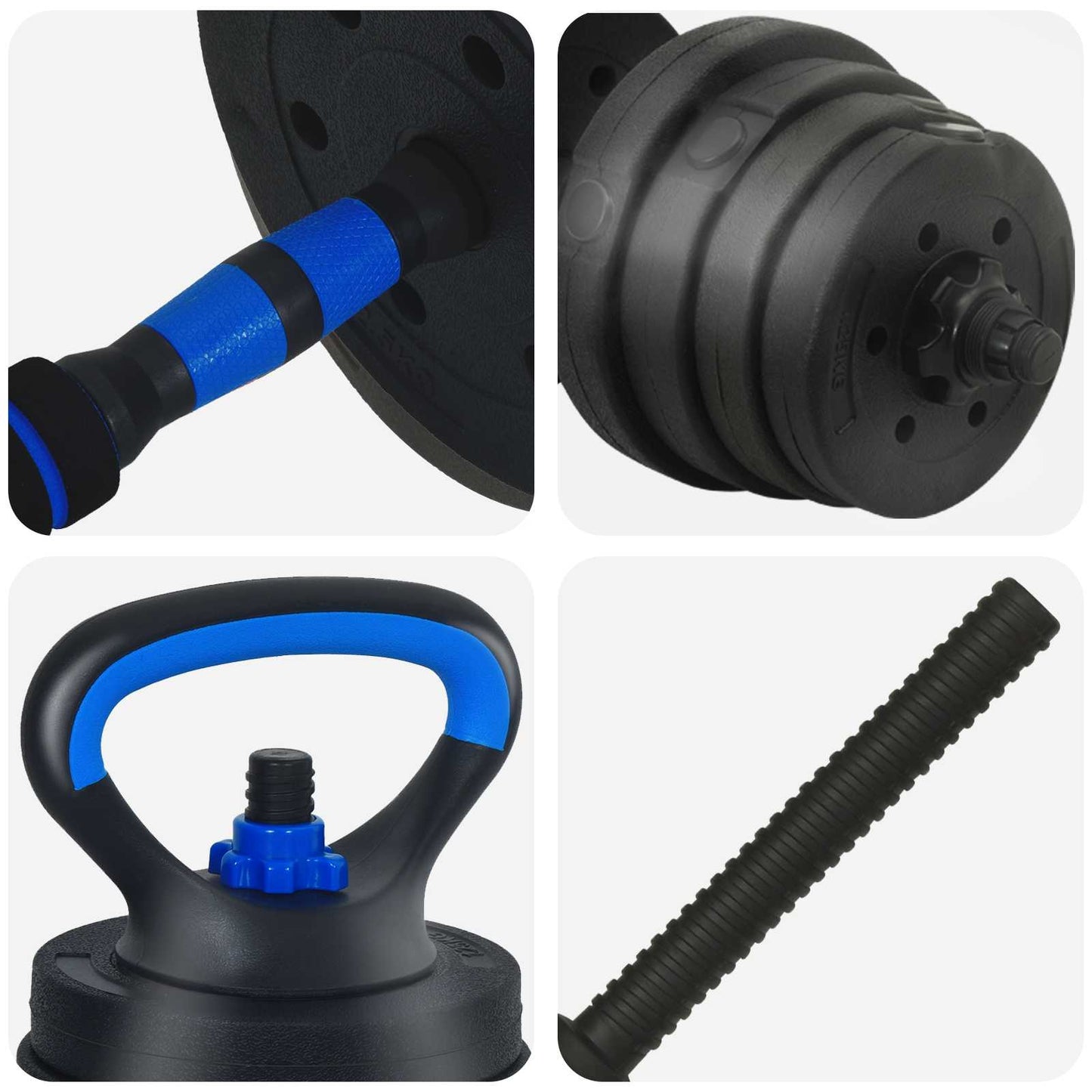 Set di manubri 4-in-1 30 kg Nero e Blu | homemem39