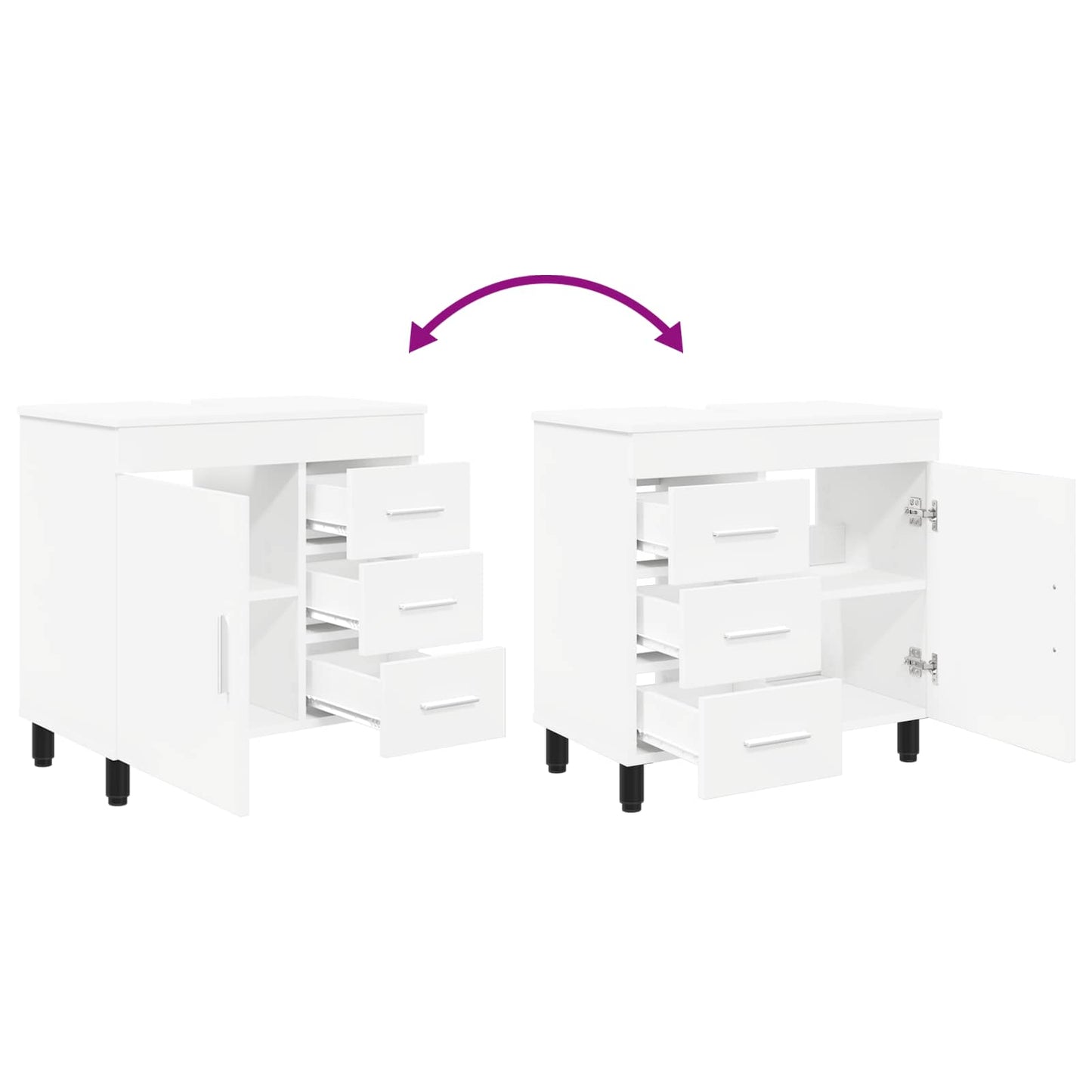 Mobiletto da bagno Bianco 60 x 35 x 60 cm Legno ingegnerizzato