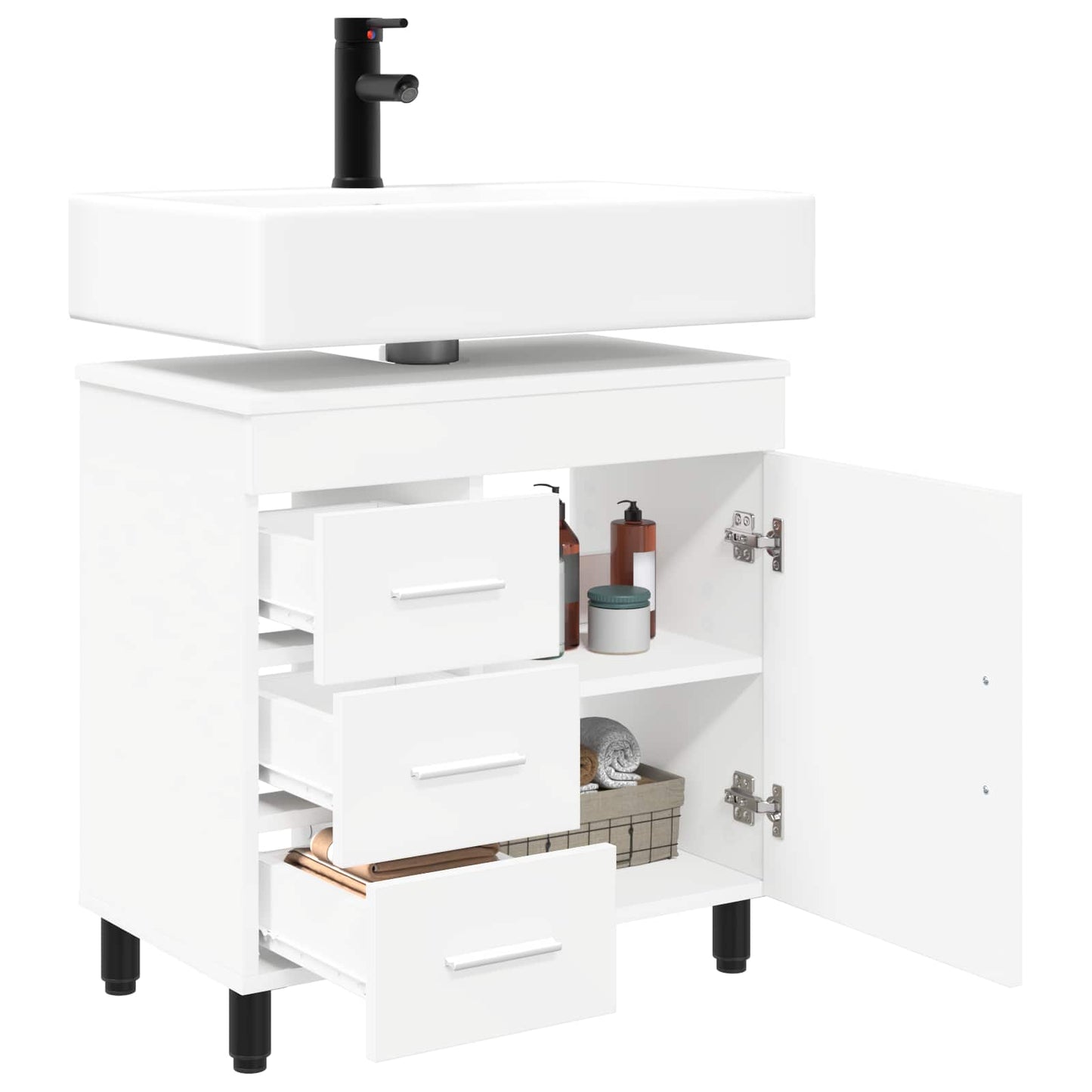 Mobiletto da bagno Bianco 60 x 35 x 60 cm Legno ingegnerizzato | homemem39