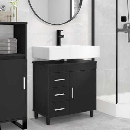 Mobiletto da bagno Nero 60 x 35 x 60 cm Legno ingegnerizzato
