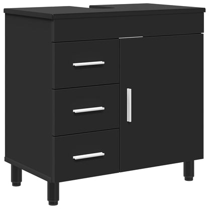 Mobiletto da bagno Nero 60 x 35 x 60 cm Legno ingegnerizzato