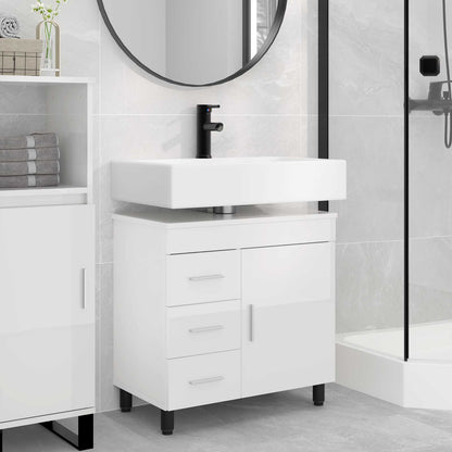 Mobiletto da bagno Bianco Lucido 60 x 35 x 60 cm
