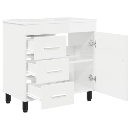Mobiletto da bagno Bianco Lucido 60 x 35 x 60 cm
