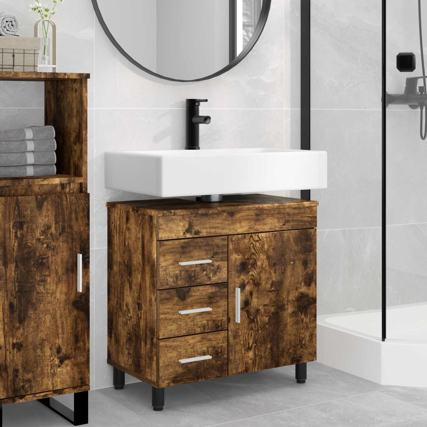 Mobiletto da bagno Rovere Fumo 60 x 35 x 60 cm