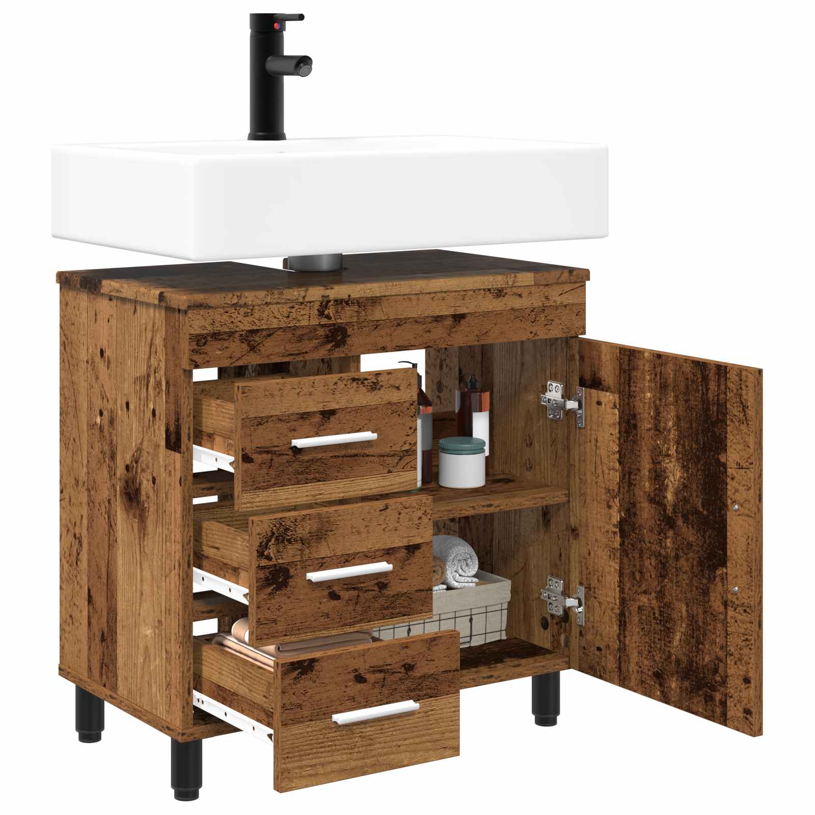 Mobiletto da bagno Legno antico 60 x 35 x 60 cm | homemem39