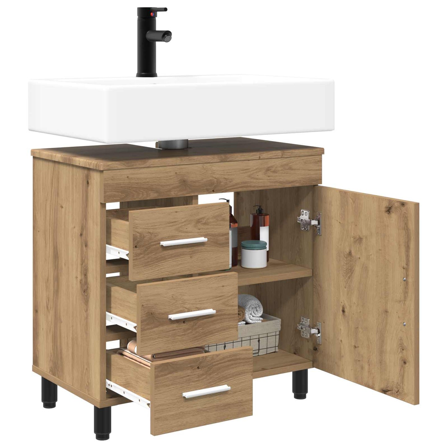 Mobiletto da bagno Rovere Artigianale 60 x 35 x 60 cm