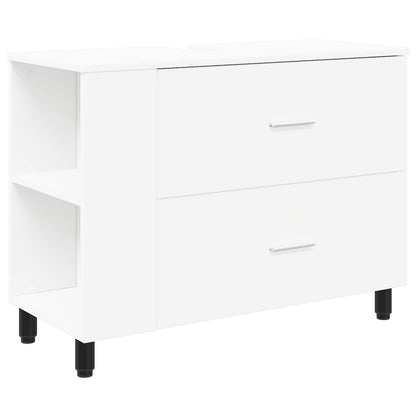 Mobiletto da bagno Bianco 80 x 35 x 60 cm Legno ingegnerizzato