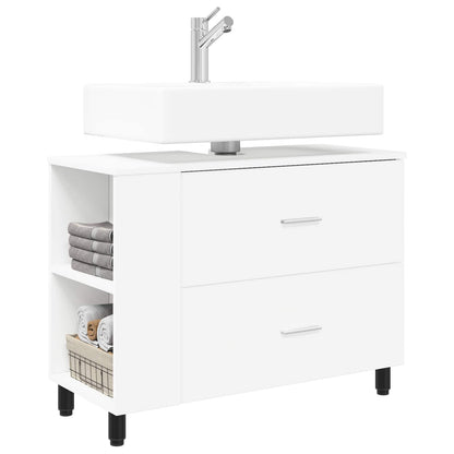 Mobiletto da bagno Bianco 80 x 35 x 60 cm Legno ingegnerizzato | homemem39