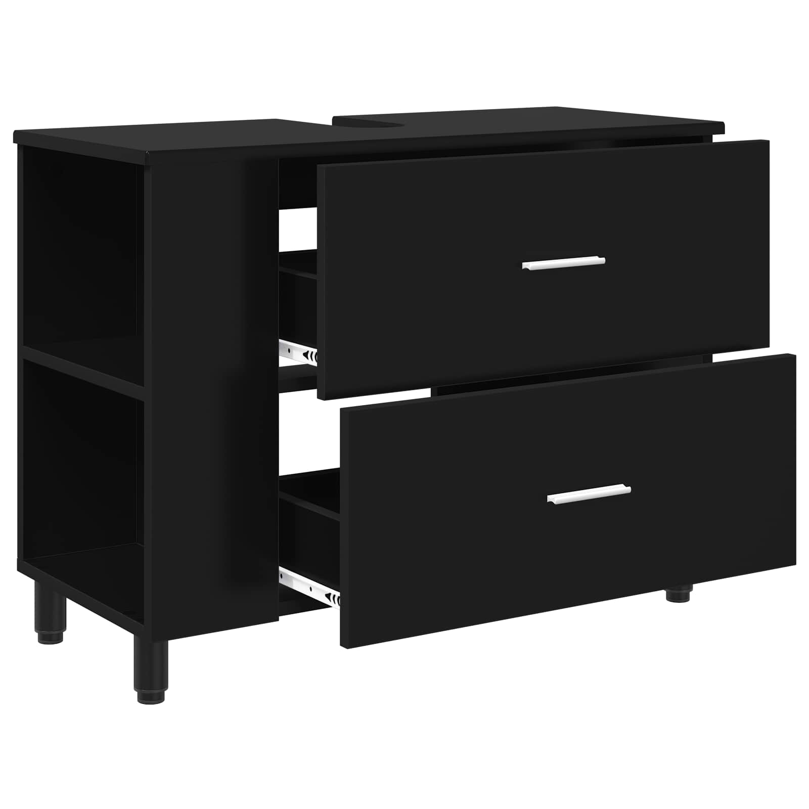 Mobiletto da bagno Nero 80 x 35 x 60 cm Legno ingegnerizzato | homemem39