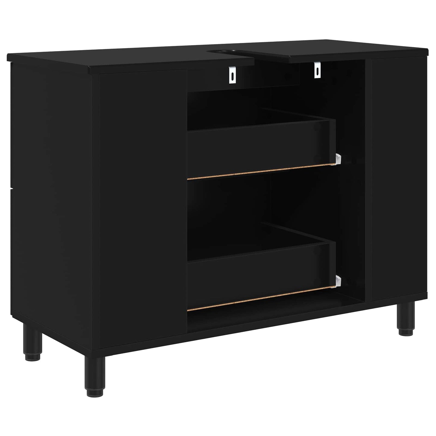 Mobiletto da bagno Nero 80 x 35 x 60 cm Legno ingegnerizzato | homemem39