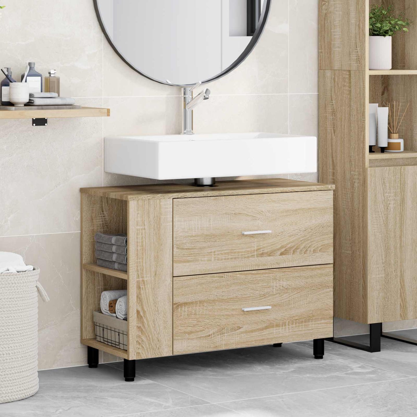 Mobiletto da bagno Rovere Sonoma 80 x 35 x 60 cm