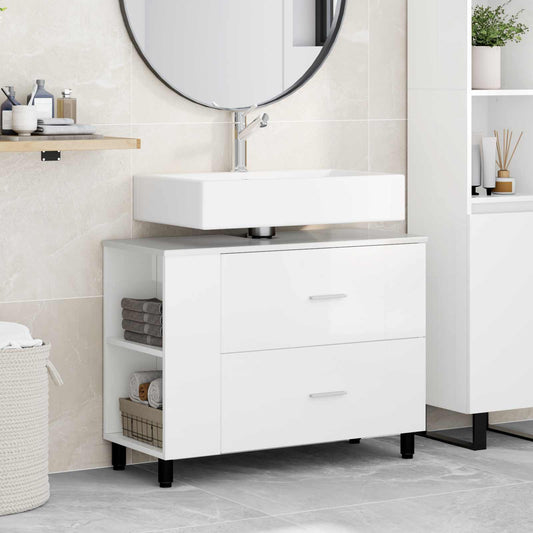 Mobiletto da bagno Bianco Lucido 80 x 35 x 60 cm | homemem39