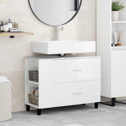 Mobiletto da bagno Bianco Lucido 80 x 35 x 60 cm