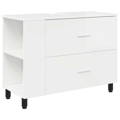 Mobiletto da bagno Bianco Lucido 80 x 35 x 60 cm | homemem39