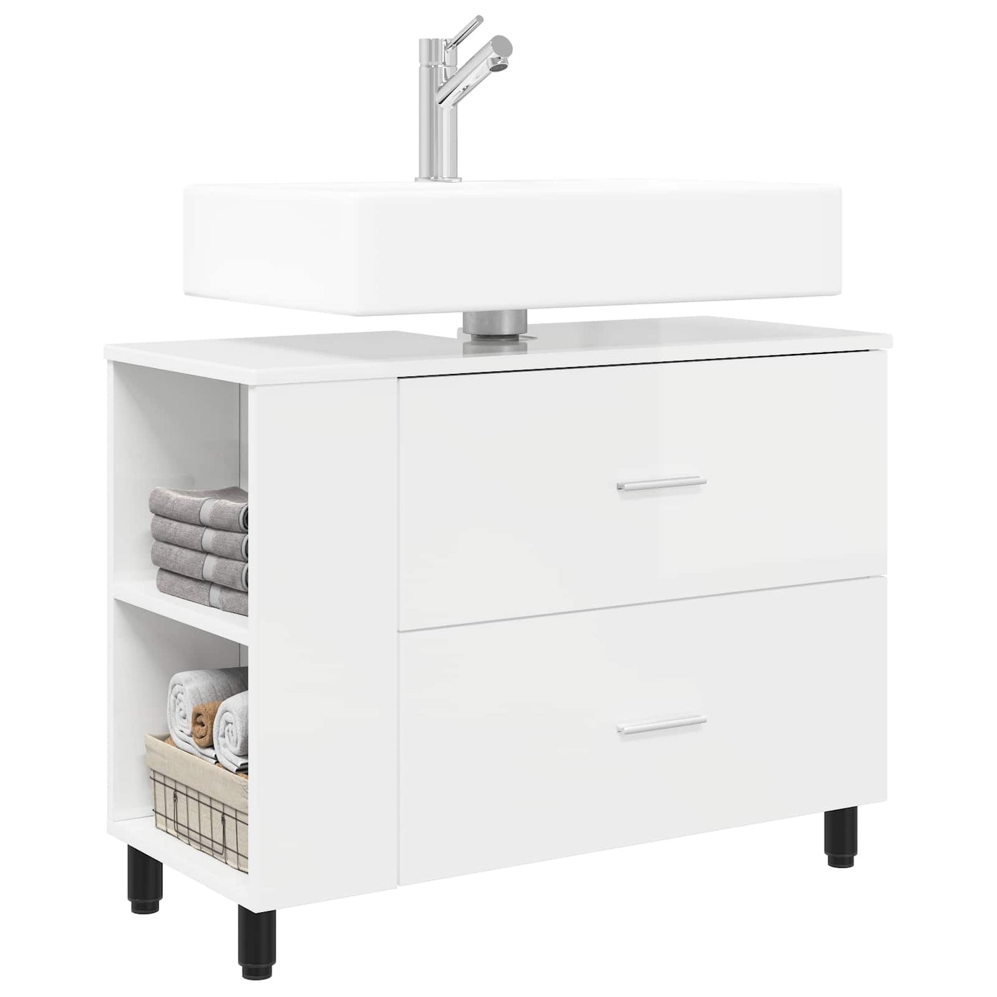 Mobiletto da bagno Bianco Lucido 80 x 35 x 60 cm