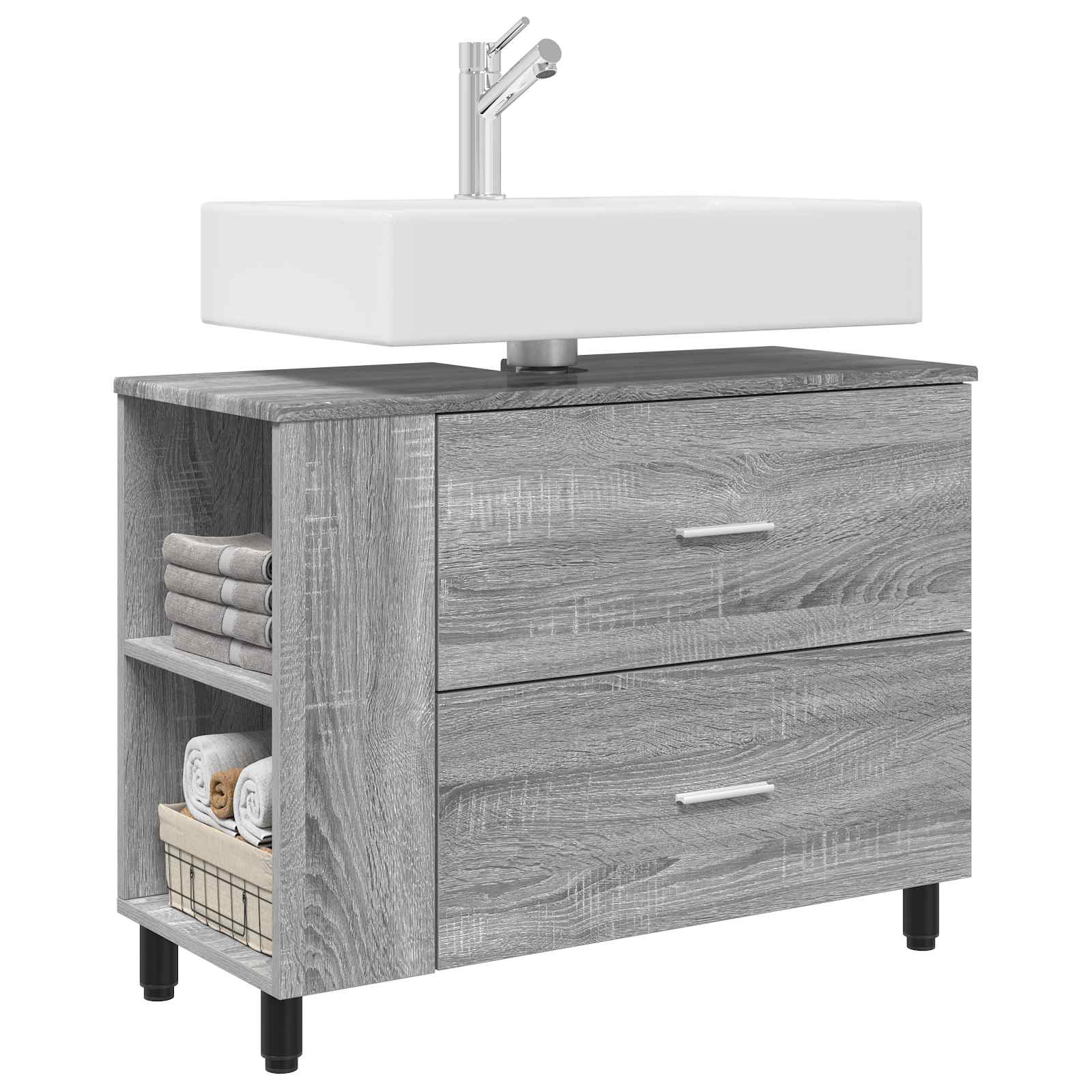 Mobiletto da bagno Sonoma grigio 80 x 35 x 60 cm | homemem39