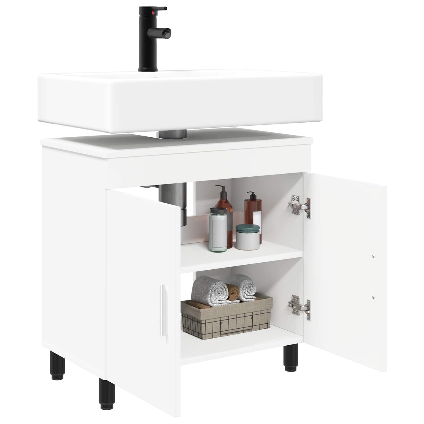 Mobiletto da bagno Bianco 60 x 35 x 60 cm Legno ingegnerizzato
