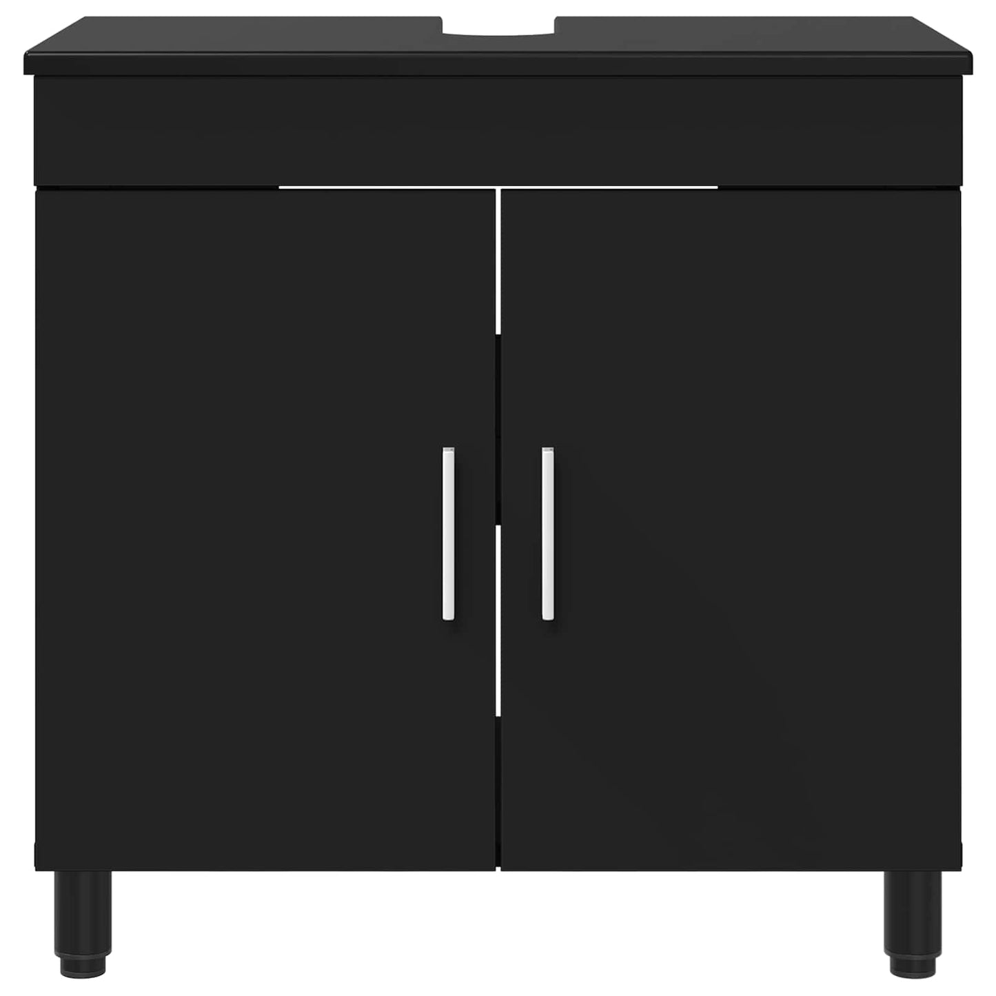 Mobiletto da bagno Nero 60 x 35 x 60 cm Legno ingegnerizzato