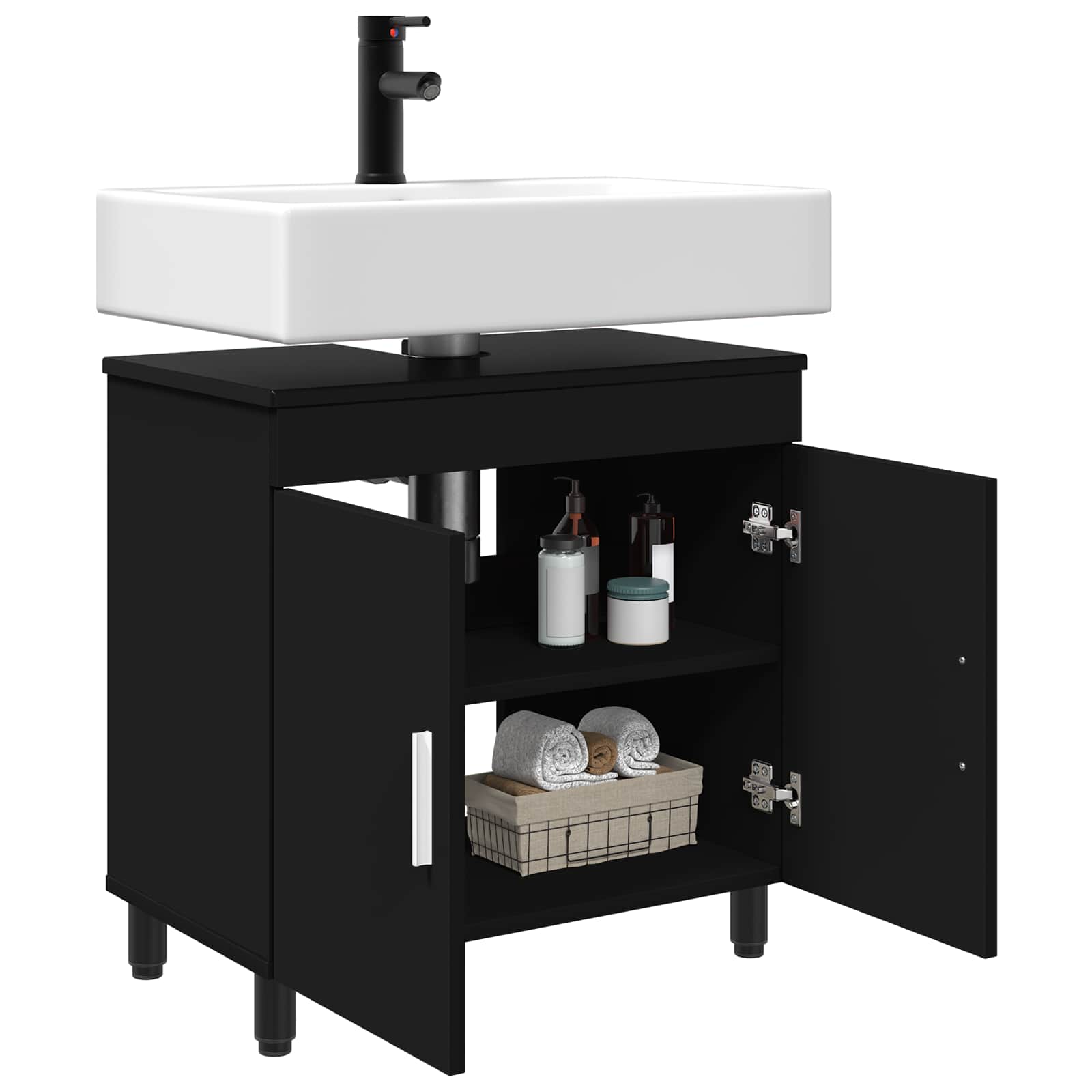Mobiletto da bagno Nero 60 x 35 x 60 cm Legno ingegnerizzato | homemem39