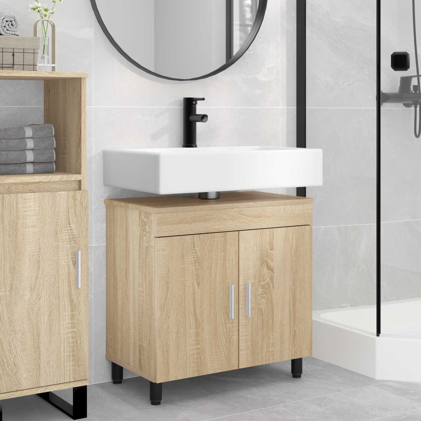 Mobiletto da bagno Rovere Sonoma 60 x 35 x 60 cm