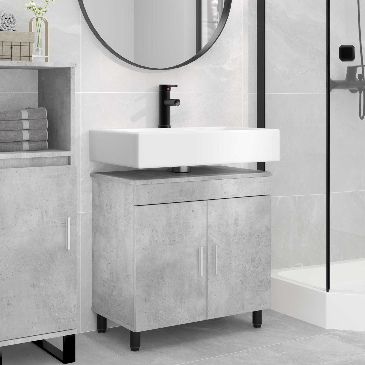 Mobiletto da bagno Grigio Cemento 60 x 35 x 60 cm