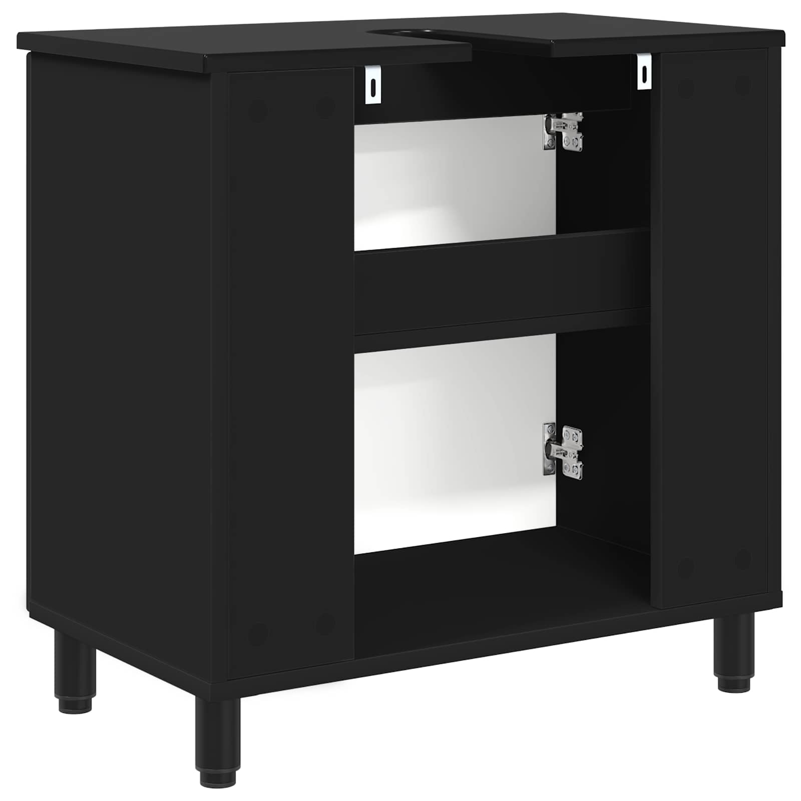 Mobiletto da bagno Nero 60 x 35 x 60 cm Legno ingegnerizzato | homemem39