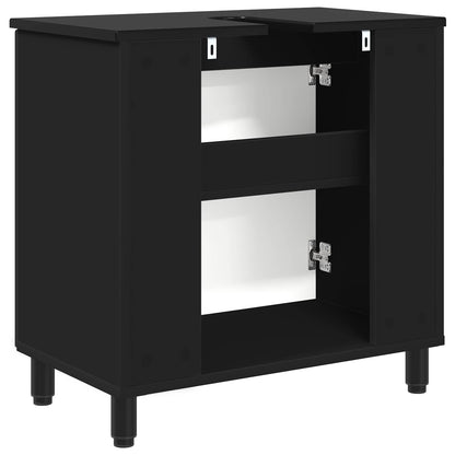 Mobiletto da bagno Nero 60 x 35 x 60 cm Legno ingegnerizzato