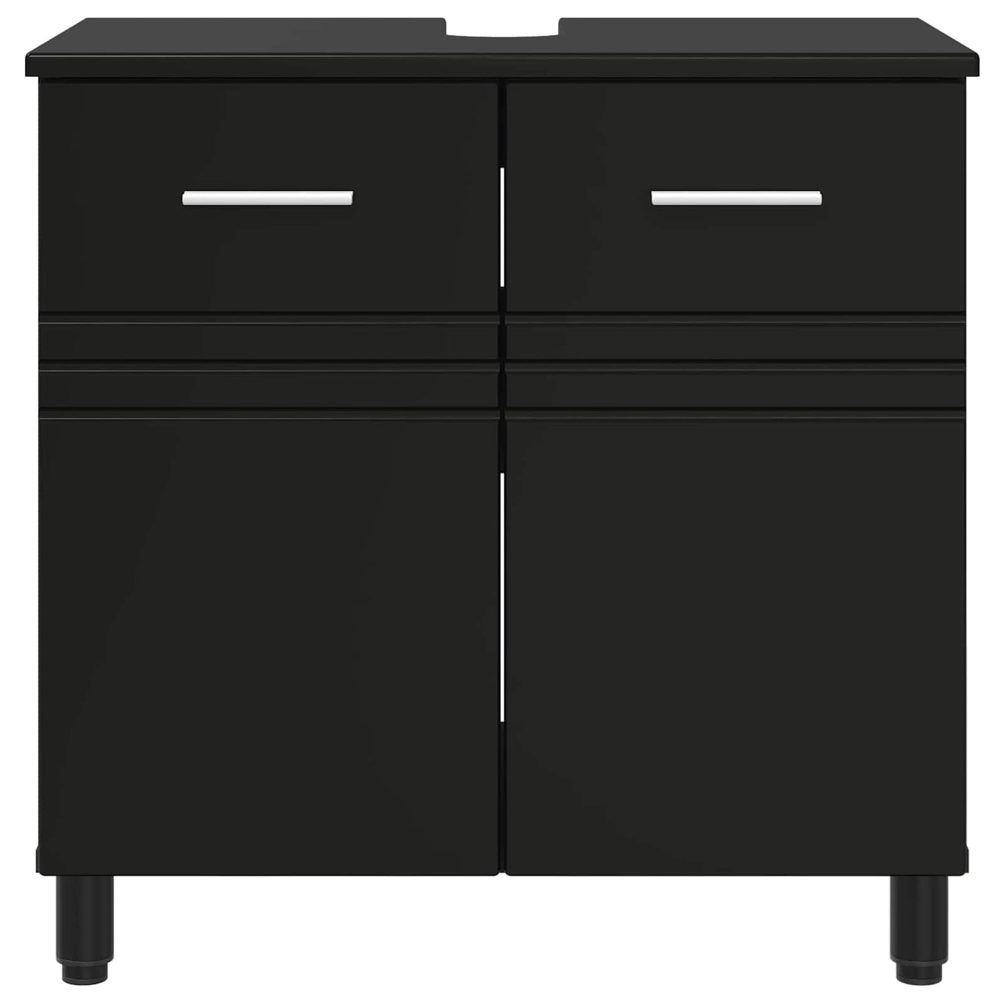 Mobiletto da bagno Nero 60 x 35 x 60 cm Legno ingegnerizzato
