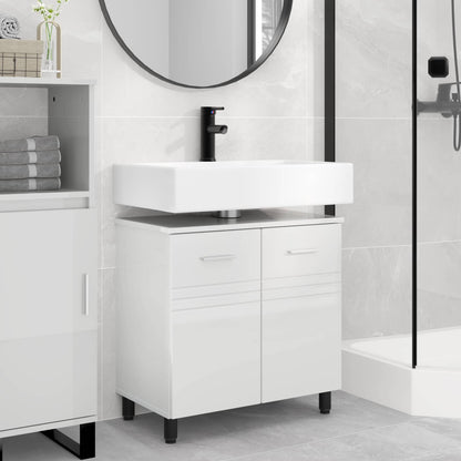 Mobiletto da bagno Bianco Lucido 60 x 35 x 60 cm