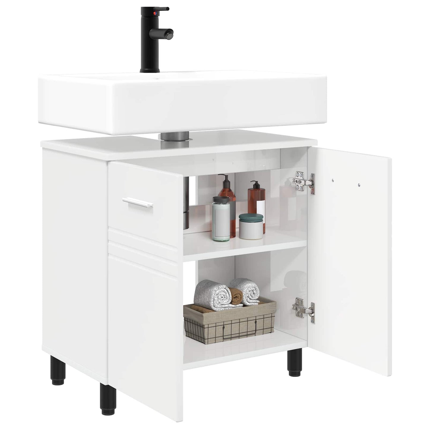 Mobiletto da bagno Bianco Lucido 60 x 35 x 60 cm | homemem39