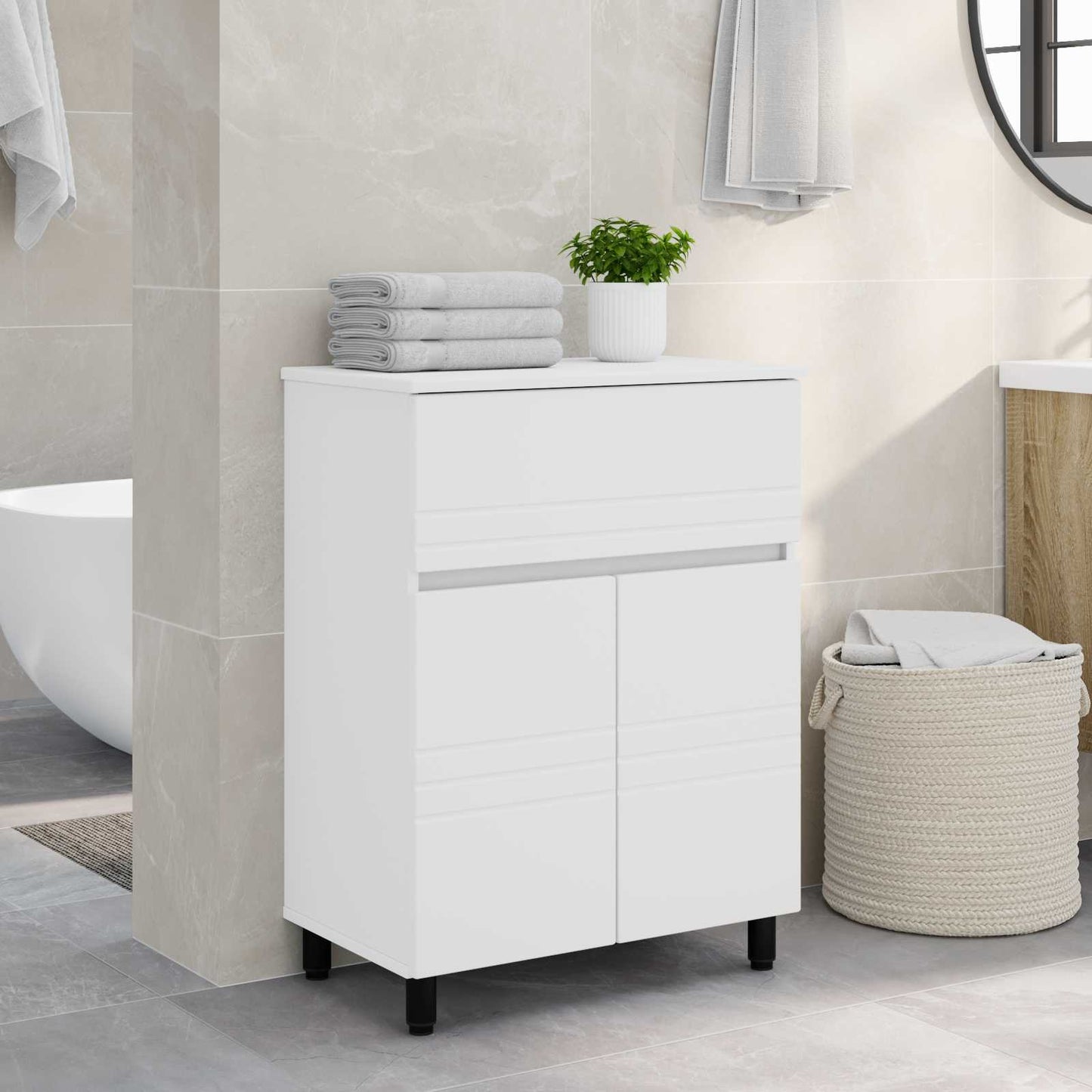 Mobiletto da bagno Bianco 60 x 35 x 80 cm Legno ingegnerizzato | homemem39