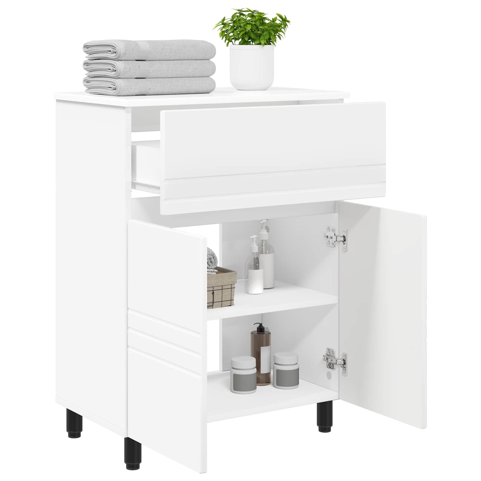 Mobiletto da bagno Bianco 60 x 35 x 80 cm Legno ingegnerizzato | homemem39