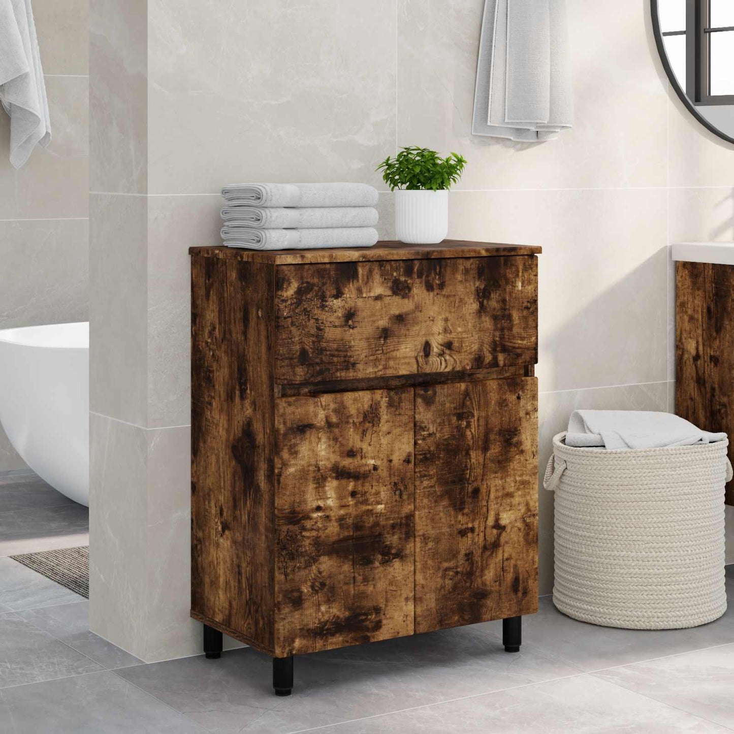 Mobiletto da bagno Rovere Fumo 60 x 35 x 80 cm | homemem39