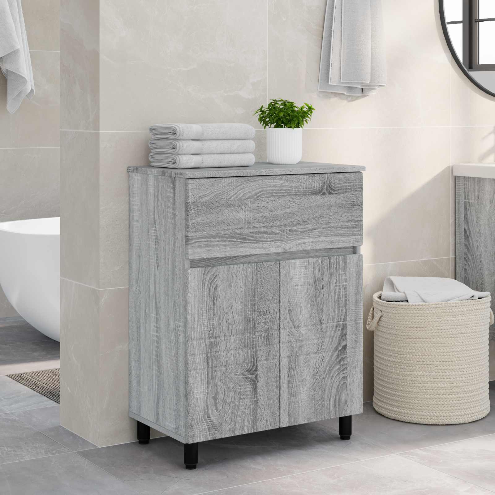 Mobiletto da bagno Sonoma grigio 60 x 35 x 80 cm | homemem39