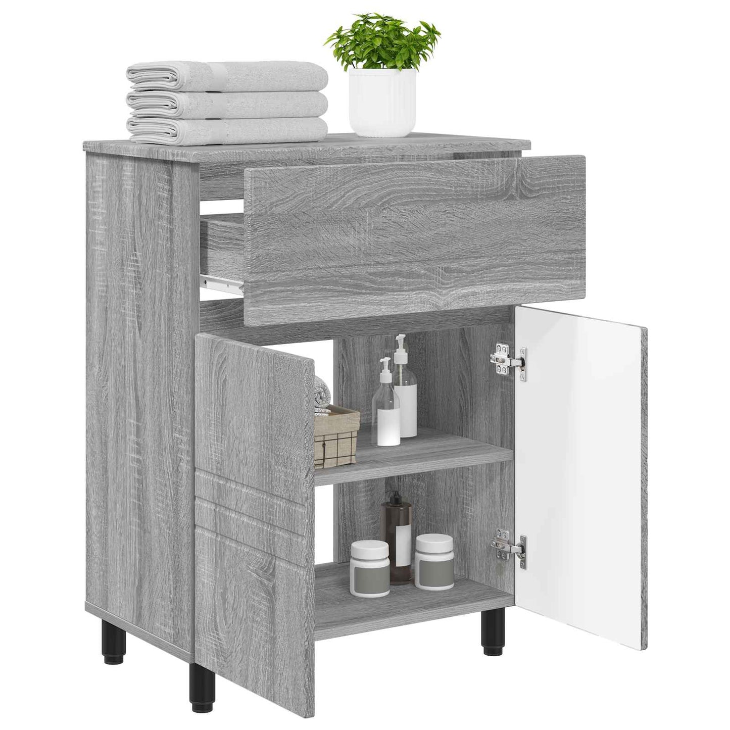 Mobiletto da bagno Sonoma grigio 60 x 35 x 80 cm | homemem39