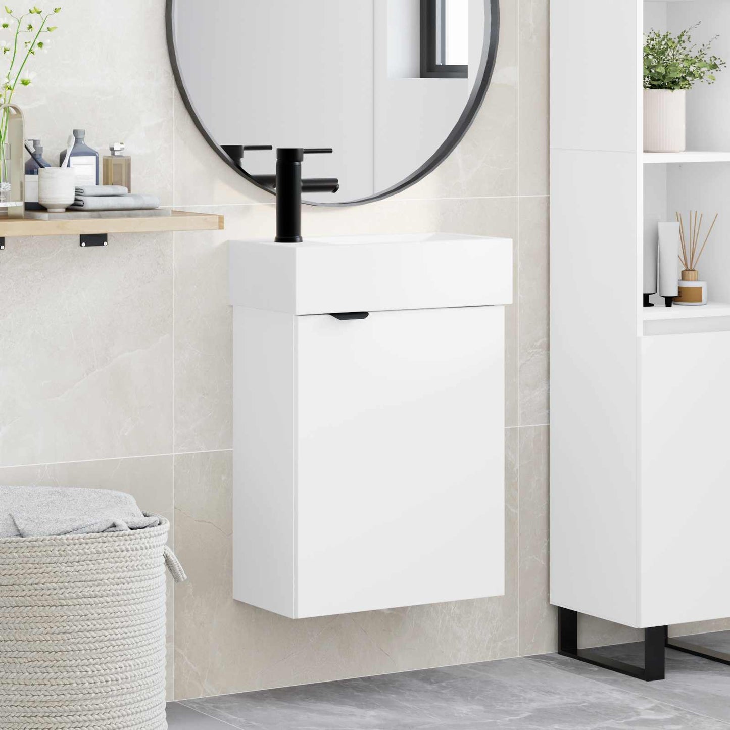 Mobile bagno con rubinetto Bianco 45,5 x 22,5 x 84 cm | homemem39