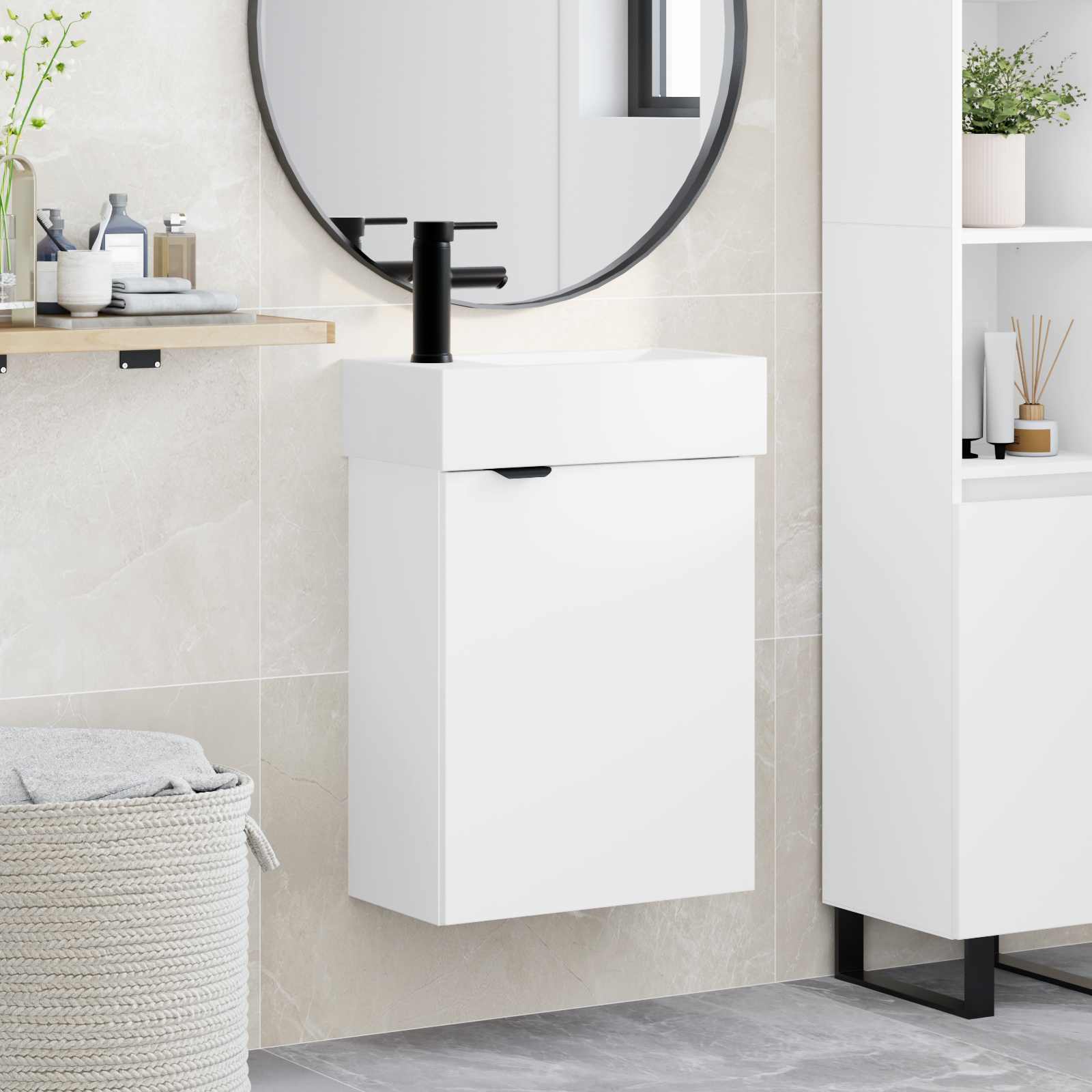 Mobile bagno con rubinetto Bianco 45,5 x 22,5 x 84 cm | homemem39