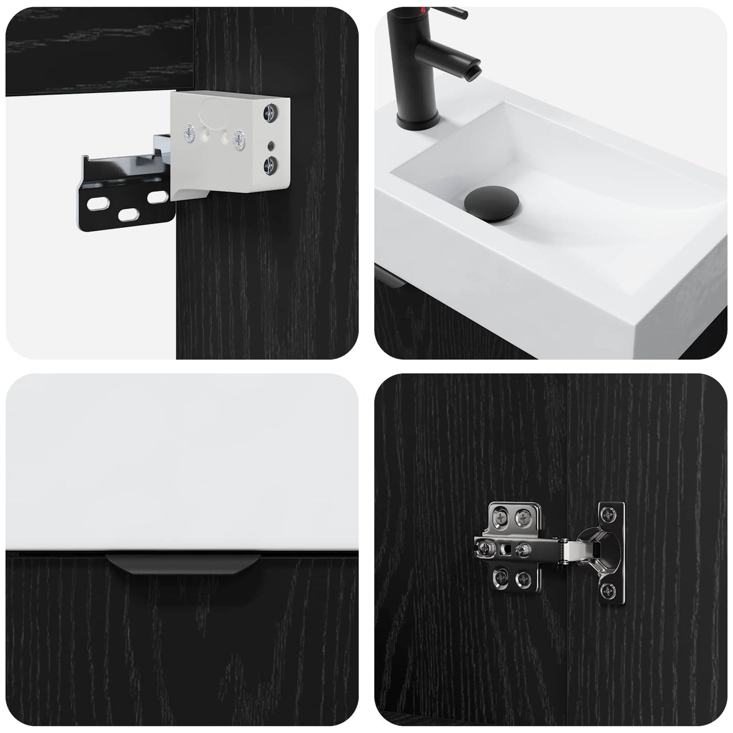 Mobile bagno con rubinetto Rovere Nero 45,5 x 22,5 x 84 cm | homemem39