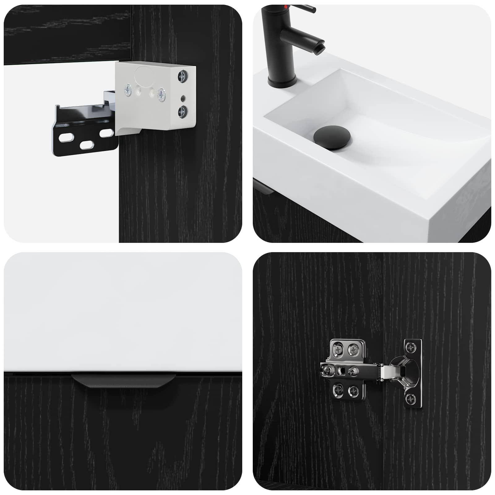 Mobile bagno con rubinetto Rovere Nero 45,5 x 22,5 x 84 cm | homemem39