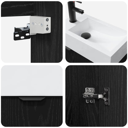 Mobile bagno con rubinetto Rovere Nero 45,5 x 22,5 x 84 cm | homemem39