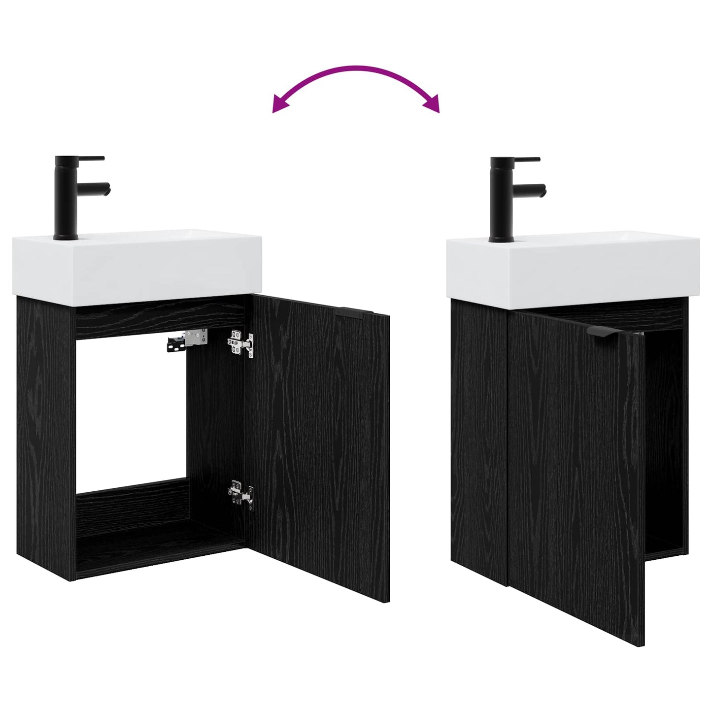 Mobile bagno con rubinetto Rovere Nero 45,5 x 22,5 x 84 cm | homemem39