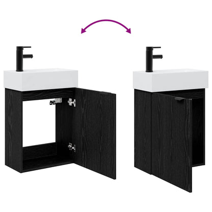 Mobile bagno con rubinetto Rovere Nero 45,5 x 22,5 x 84 cm | homemem39