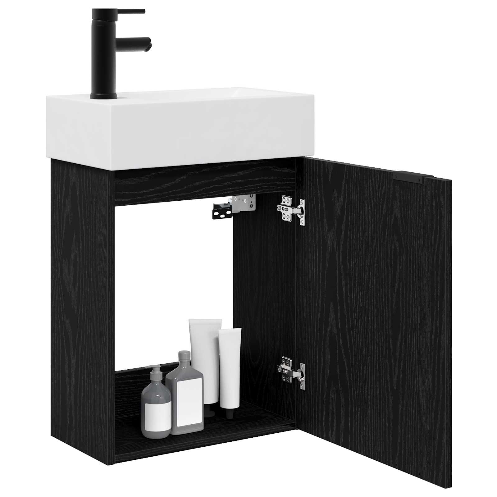 Mobile bagno con rubinetto Rovere Nero 45,5 x 22,5 x 84 cm | homemem39
