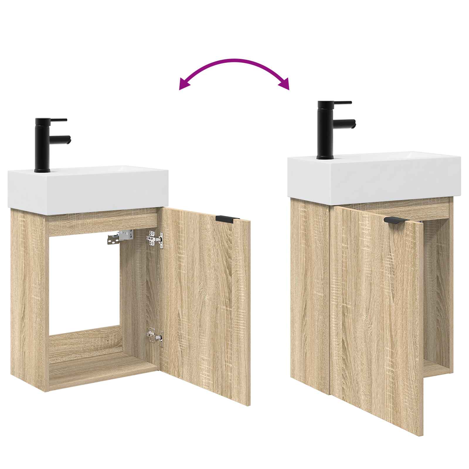Mobile da Bagno con porta Rovere Sonoma 45,5 x 22,5 x 84 cm | homemem39