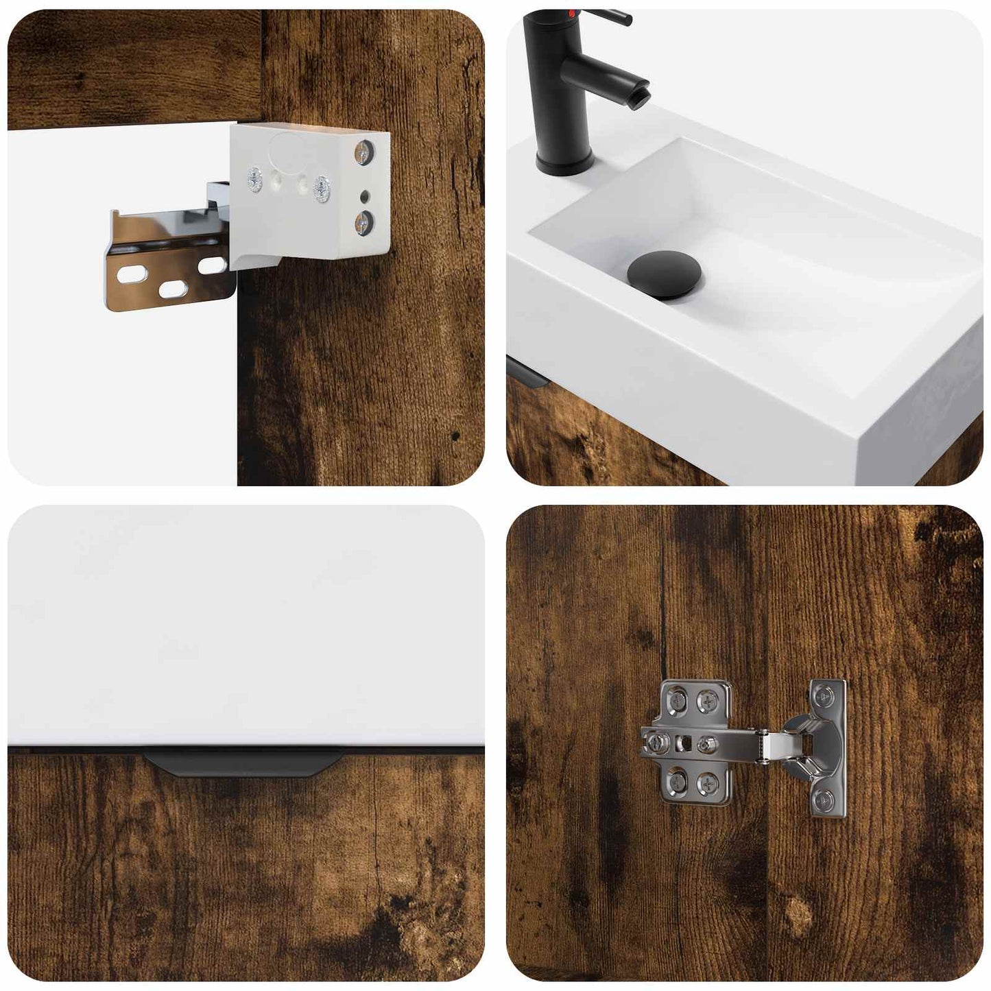 Mobile bagno con rubinetto Rovere Fumo 45,5 x 22,5 x 84 cm | homemem39