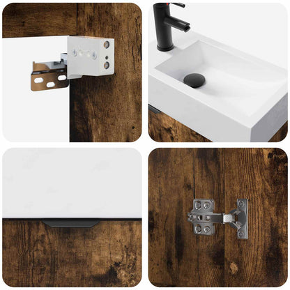 Mobile bagno con rubinetto Rovere Fumo 45,5 x 22,5 x 84 cm | homemem39