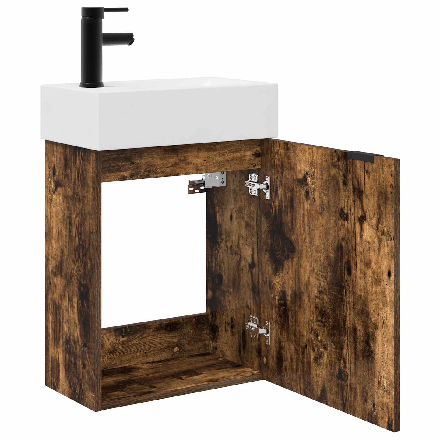Mobile bagno con rubinetto Rovere Fumo 45,5 x 22,5 x 84 cm | homemem39